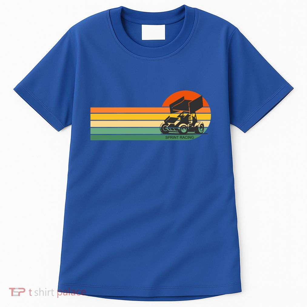 Retro Sunset Winged Sprint Car Dirt Track Racing Funny Gift Tall T-Shirt