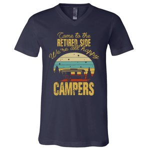 Retired Side WeRe All Happy Campers Retired Camping Crew V-Neck T-Shirt