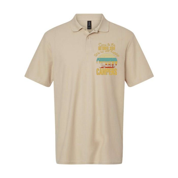 Retired Side WeRe All Happy Campers Retired Camping Crew Softstyle Adult Sport Polo