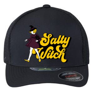 Retro Salty Witch Funny Halloween Girl Flexfit Unipanel Trucker Cap