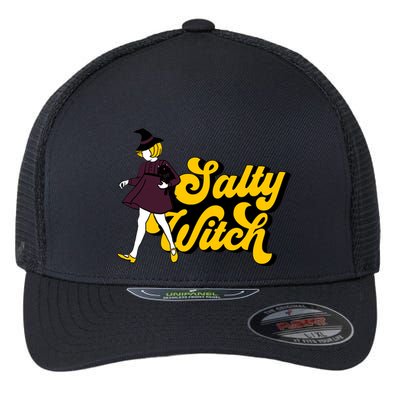 Retro Salty Witch Funny Halloween Girl Flexfit Unipanel Trucker Cap