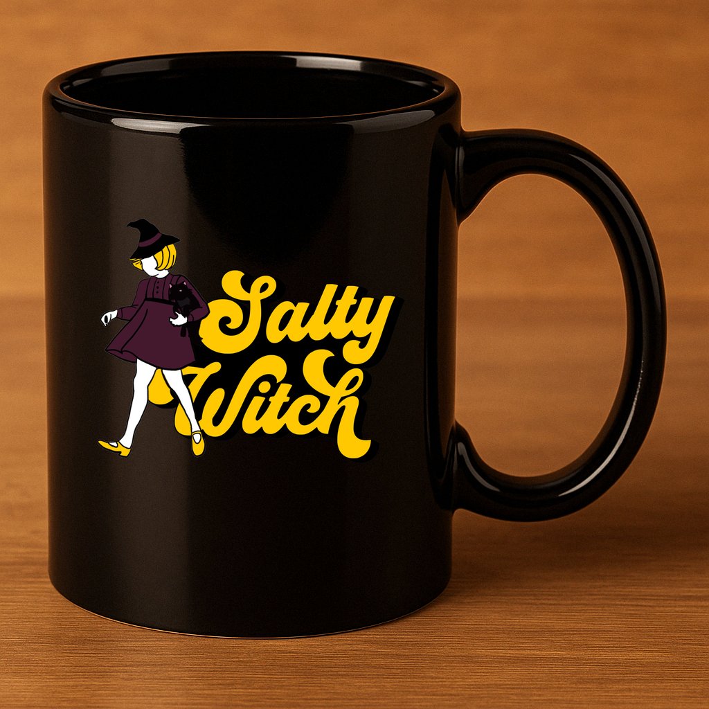 Retro Salty Witch Funny Halloween Girl 11oz C Handle Ceramic Mug