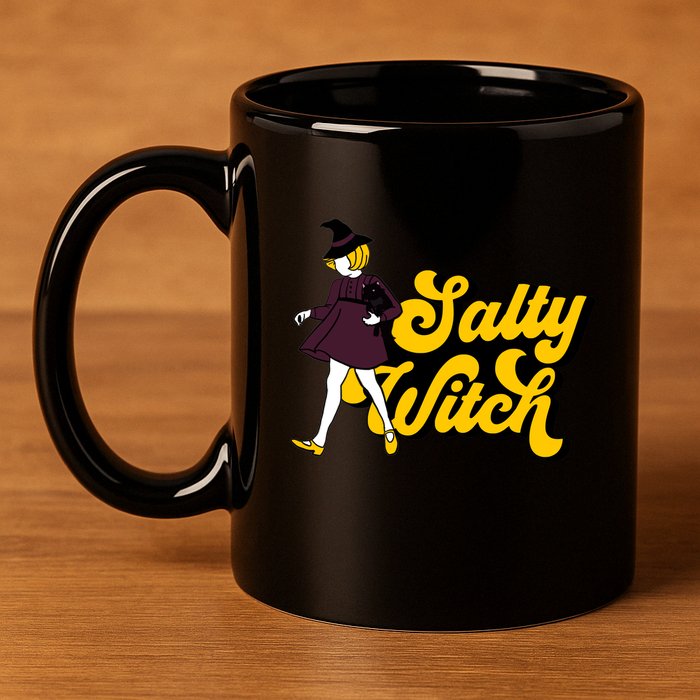 Retro Salty Witch Funny Halloween Girl 11oz C Handle Ceramic Mug