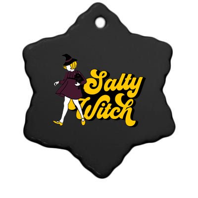 Retro Salty Witch Funny Halloween Girl Ceramic Star Ornament