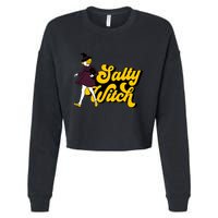 Retro Salty Witch Funny Halloween Girl Cropped Pullover Crew