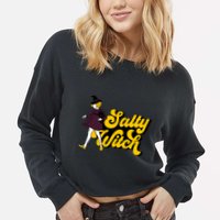 Retro Salty Witch Funny Halloween Girl Cropped Pullover Crew