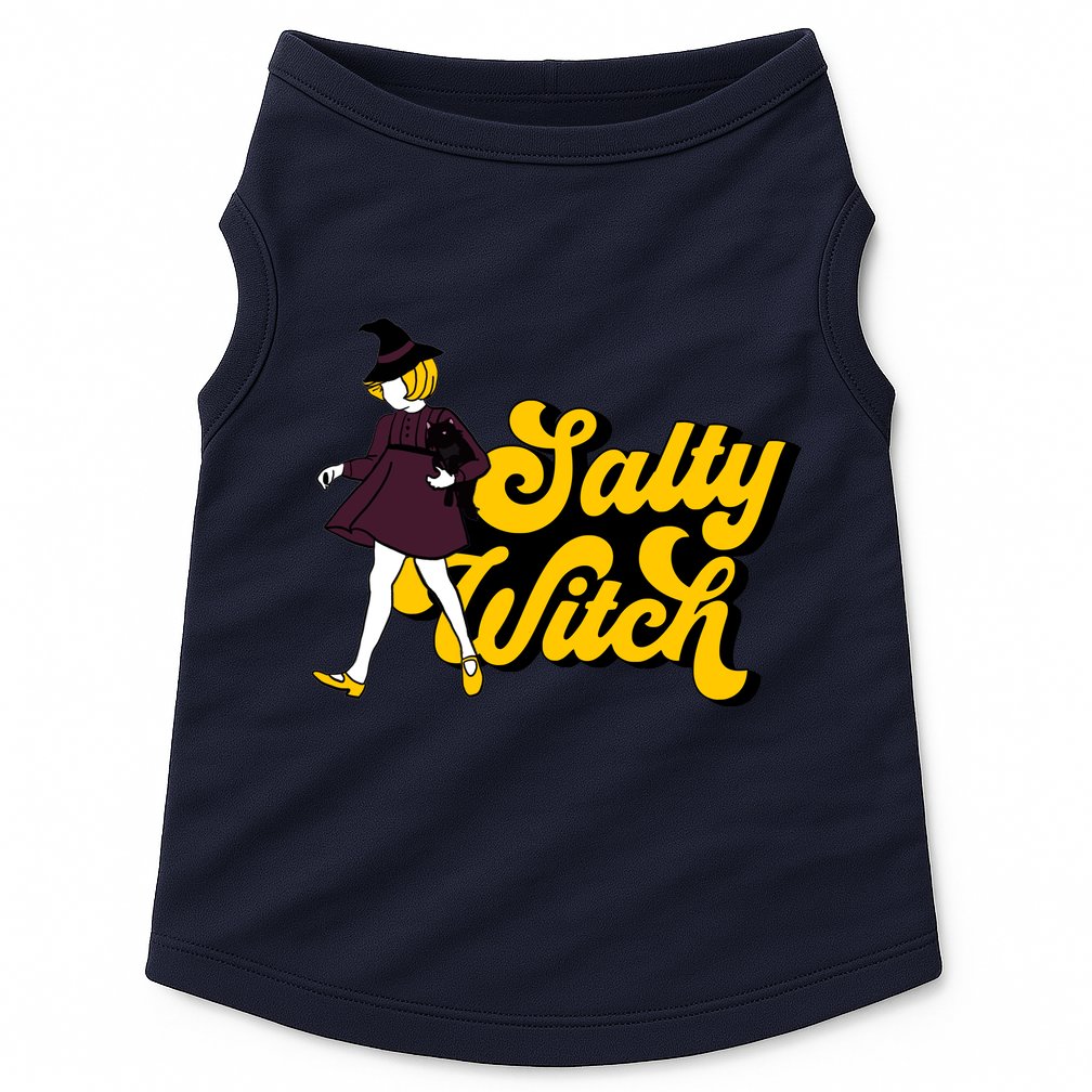 Retro Salty Witch Funny Halloween Girl Doggie Tank