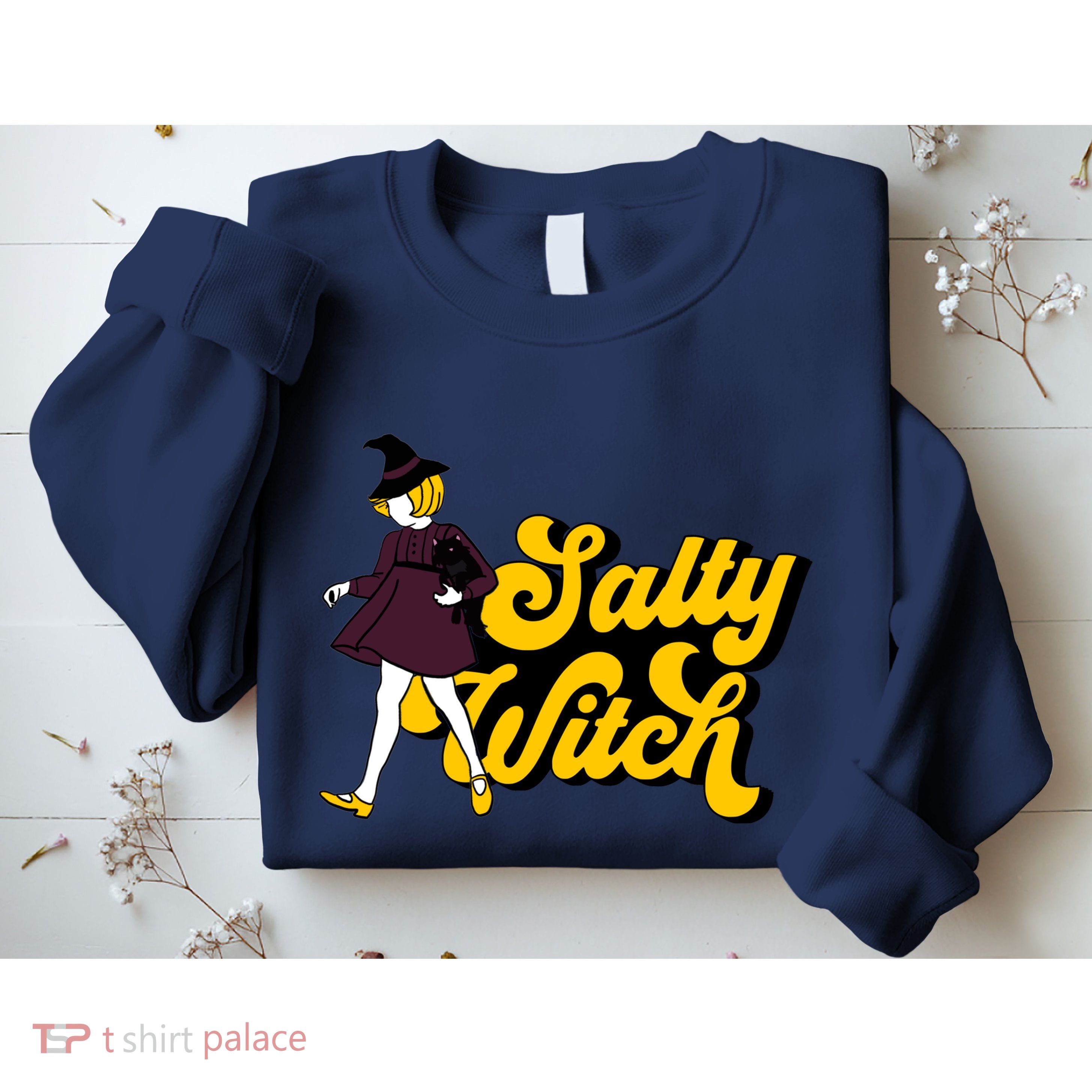 Retro Salty Witch Funny Halloween Girl Sweatshirt