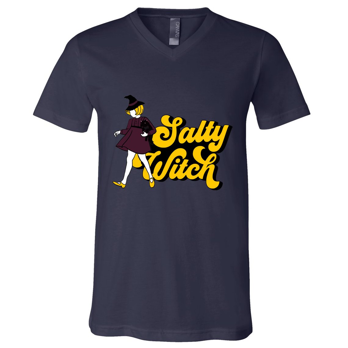 Retro Salty Witch Funny Halloween Girl V-Neck T-Shirt