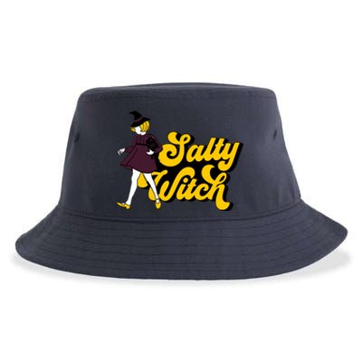 Retro Salty Witch Funny Halloween Girl Sustainable Bucket Hat