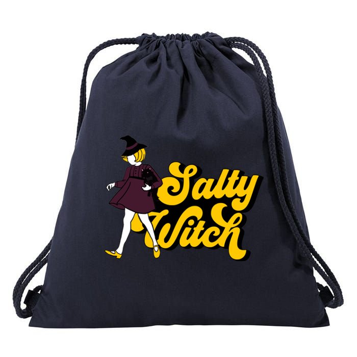 Retro Salty Witch Funny Halloween Girl Drawstring Bag