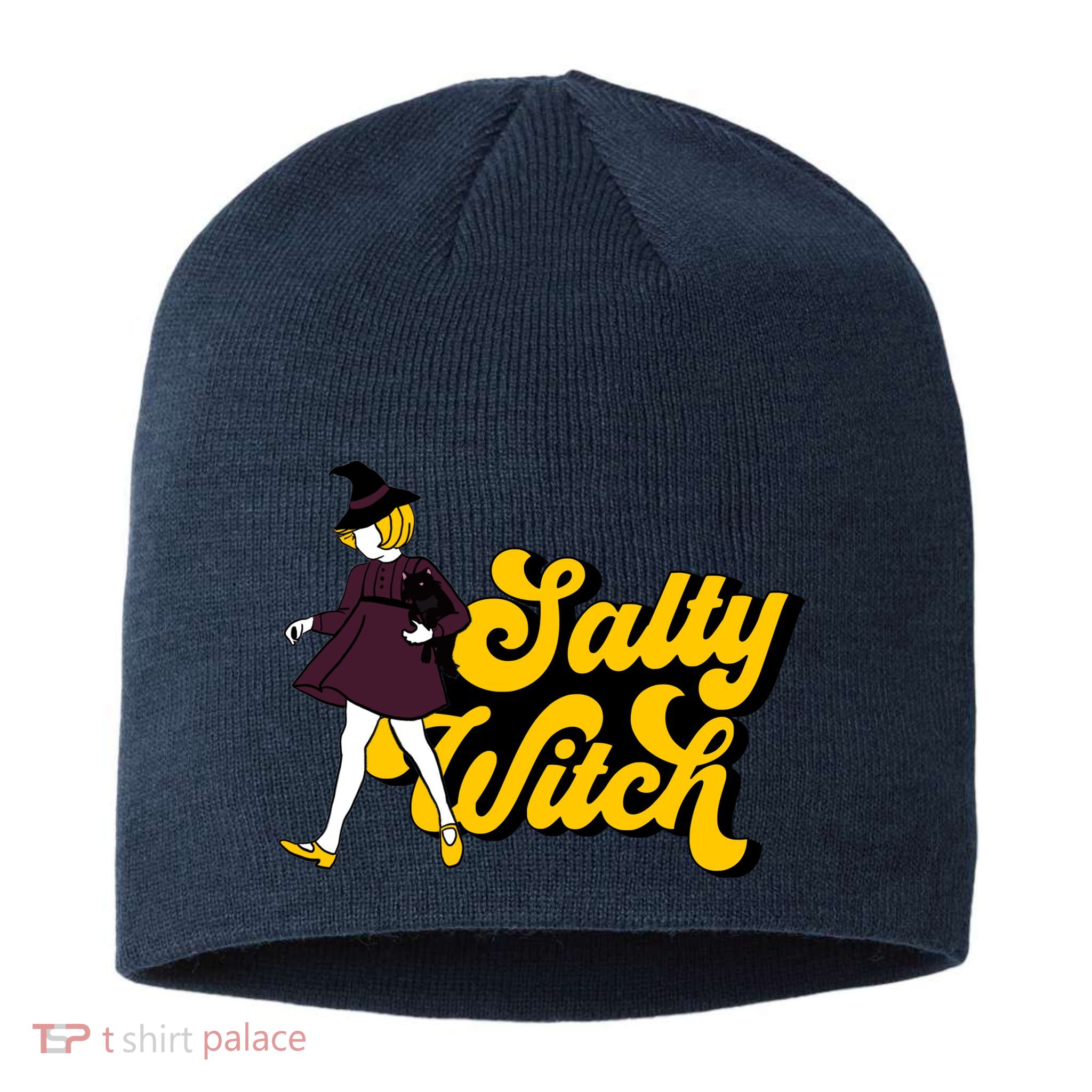 Retro Salty Witch Funny Halloween Girl Sustainable Beanie