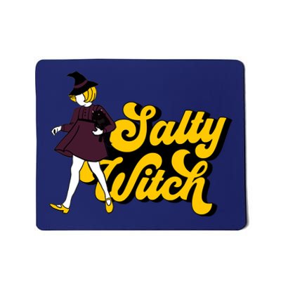 Retro Salty Witch Funny Halloween Girl Mousepad