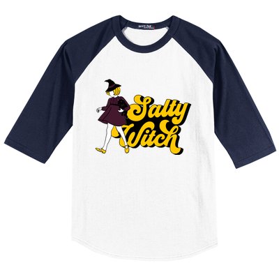 Retro Salty Witch Funny Halloween Girl Baseball Sleeve Shirt