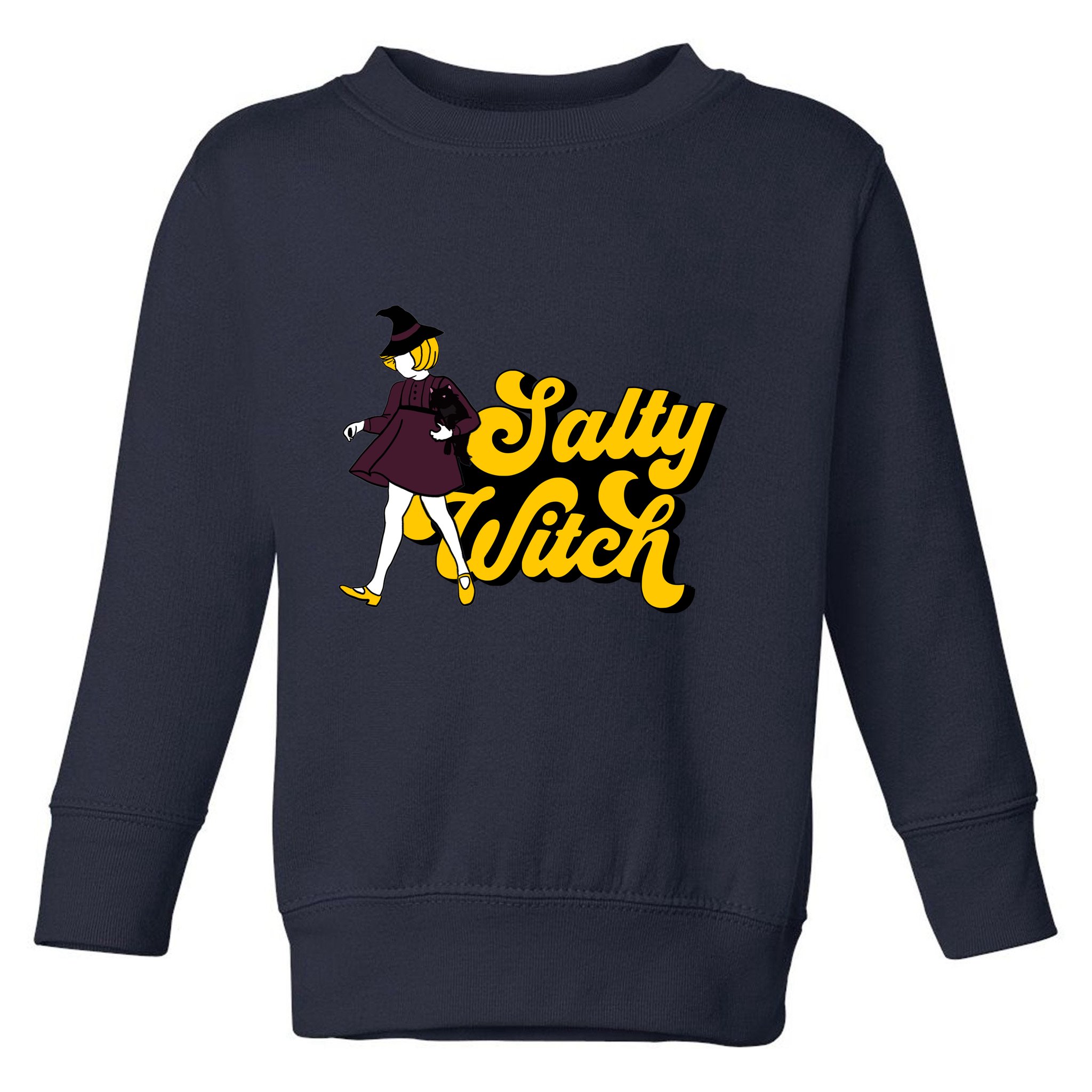 Retro Salty Witch Funny Halloween Girl Toddler Sweatshirt