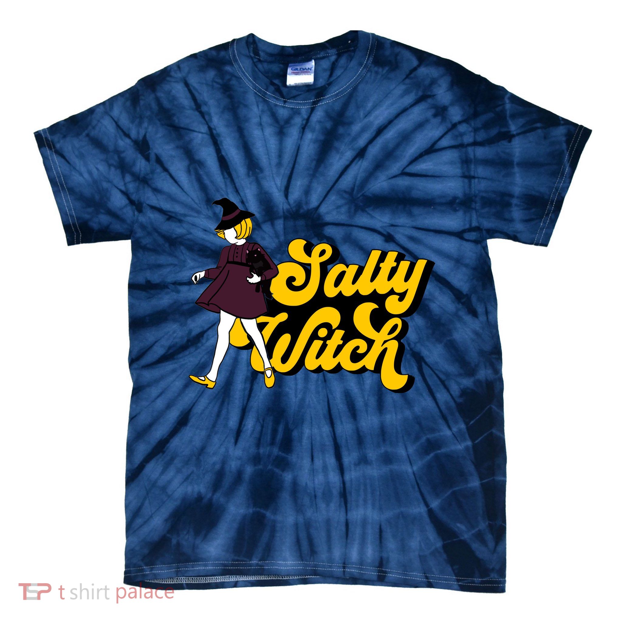 Retro Salty Witch Funny Halloween Girl Tie-Dye T-Shirt