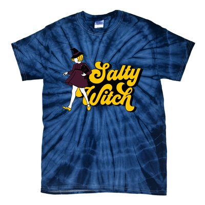 Retro Salty Witch Funny Halloween Girl Tie-Dye T-Shirt