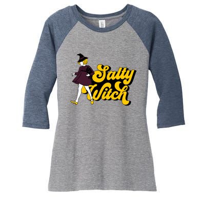 Retro Salty Witch Funny Halloween Girl Women's Tri-Blend 3/4-Sleeve Raglan Shirt