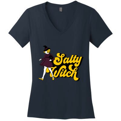 Retro Salty Witch Funny Halloween Girl Women's V-Neck T-Shirt