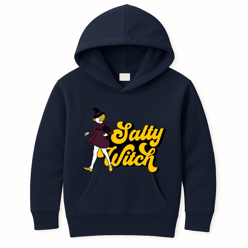 Retro Salty Witch Funny Halloween Girl Kids Hoodie