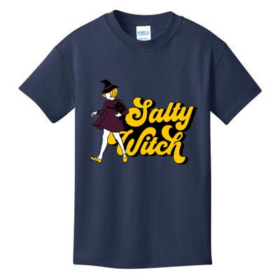 Retro Salty Witch Funny Halloween Girl Kids T-Shirt
