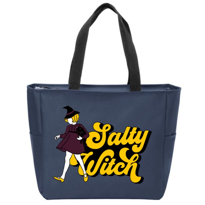 Retro Salty Witch Funny Halloween Girl Zip Tote Bag