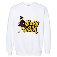 Retro Salty Witch Funny Halloween Girl Garment-Dyed Sweatshirt