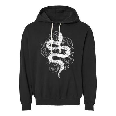 Reptile Snake Whisperer Rose Flower Snake Garment-Dyed Fleece Hoodie