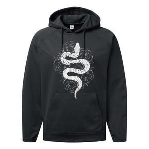 Reptile Snake Whisperer Rose Flower Snake Performance Fleece Hoodie