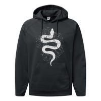 Reptile Snake Whisperer Rose Flower Snake Performance Fleece Hoodie