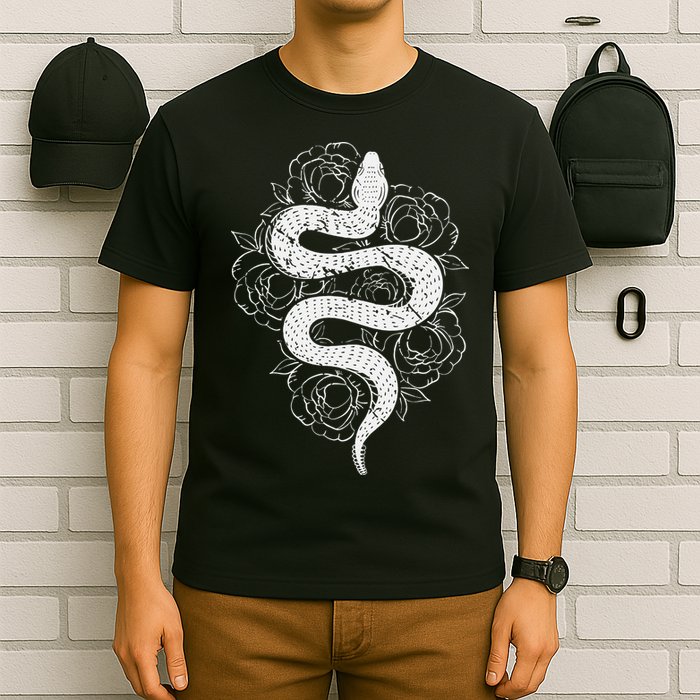 Reptile Snake Whisperer Rose Flower Snake T-Shirt