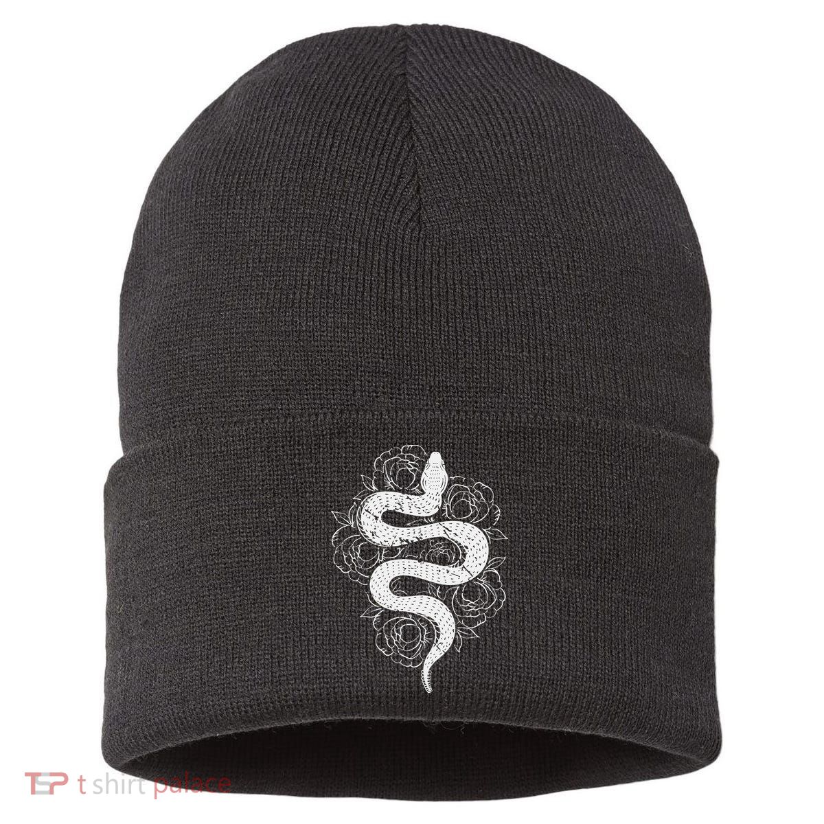 Reptile Snake Whisperer Rose Flower Snake Sustainable Knit Beanie