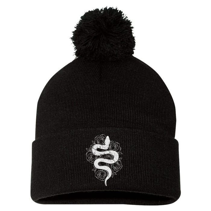 Reptile Snake Whisperer Rose Flower Snake Pom Pom 12in Knit Beanie