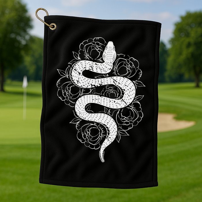Reptile Snake Whisperer Rose Flower Snake Golf Towel