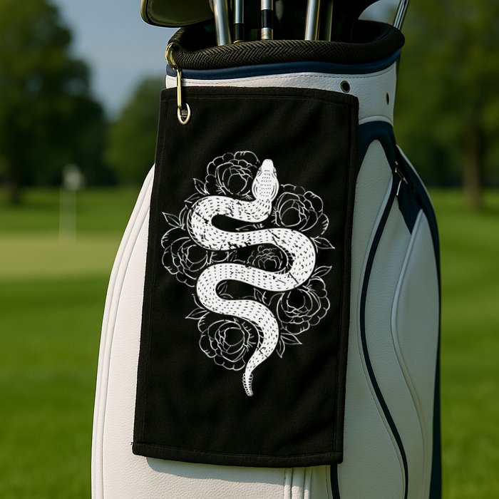 Reptile Snake Whisperer Rose Flower Snake Golf Towel