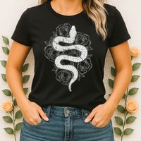 Reptile Snake Whisperer Rose Flower Snake Womens T-Shirt
