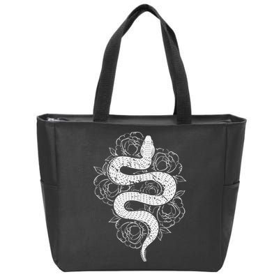Reptile Snake Whisperer Rose Flower Snake Zip Tote Bag