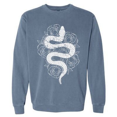 Reptile Snake Whisperer Rose Flower Snake Garment-Dyed Sweatshirt