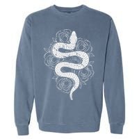 Reptile Snake Whisperer Rose Flower Snake Garment-Dyed Sweatshirt