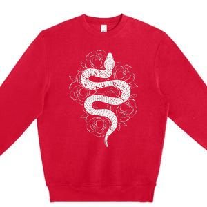 Reptile Snake Whisperer Rose Flower Snake Premium Crewneck Sweatshirt