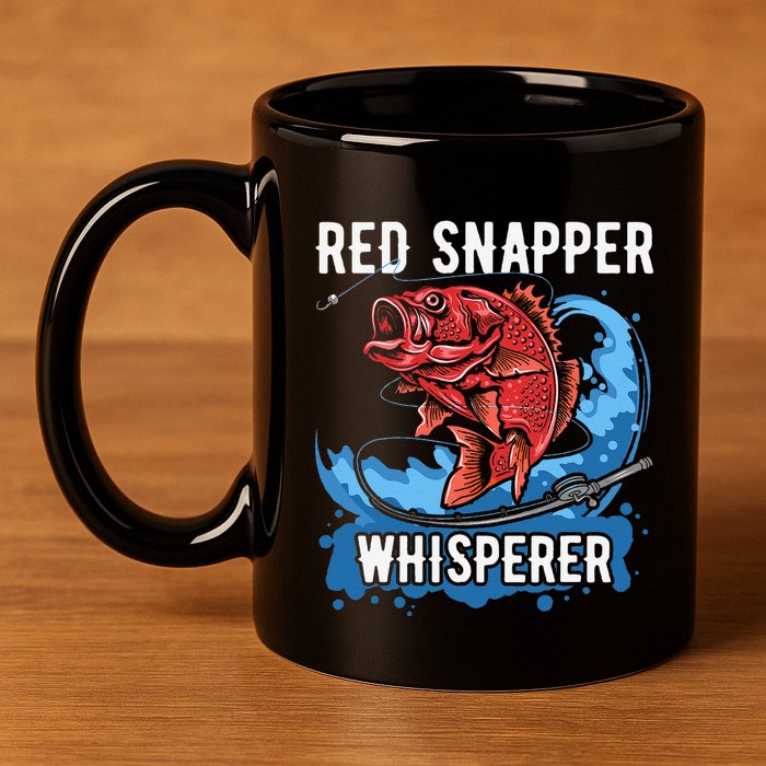 Red Snapper Whisperer Deep Sea Fishing Bass 11oz C Handle Ceramic Mug