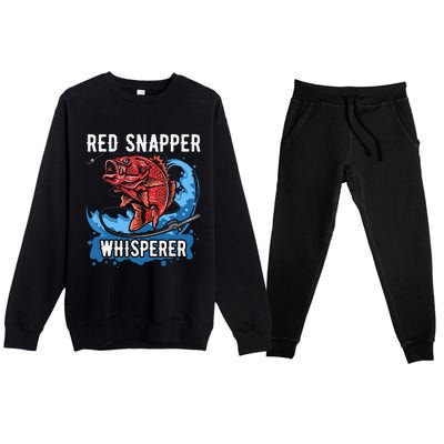 Red Snapper Whisperer Deep Sea Fishing Bass Premium Crewneck Sweatsuit Set