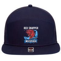 Red Snapper Whisperer Deep Sea Fishing Bass 7 Panel Mesh Trucker Snapback Hat