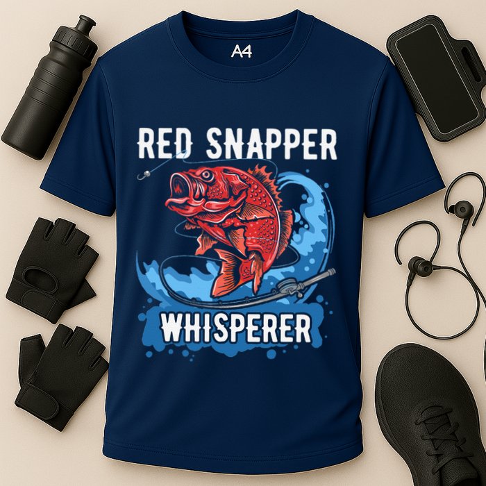 Red Snapper Whisperer Deep Sea Fishing Bass Cooling Performance Crew T-Shirt