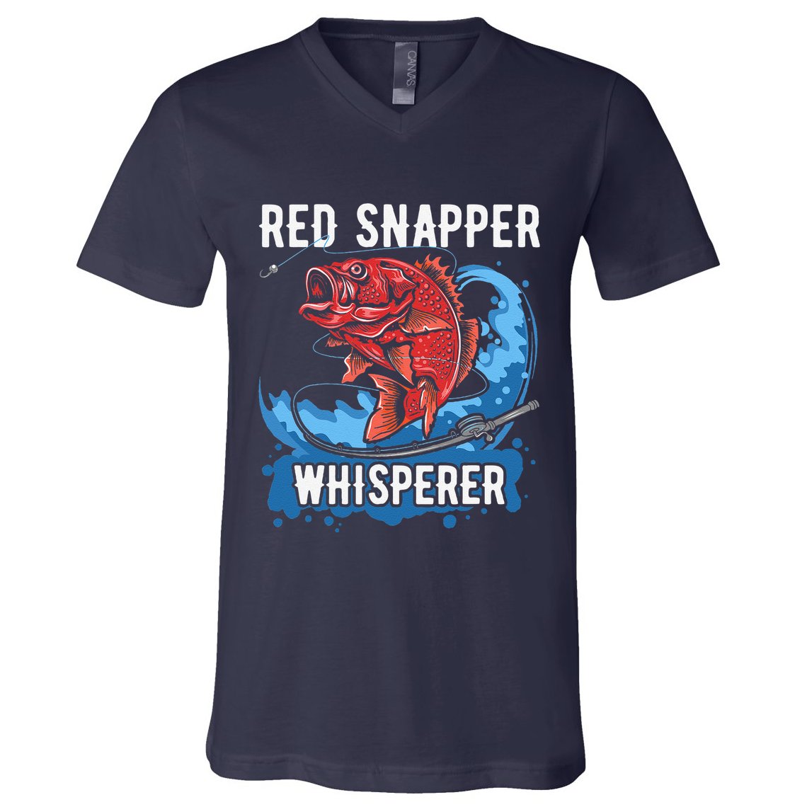 Red Snapper Whisperer Deep Sea Fishing Bass V-Neck T-Shirt