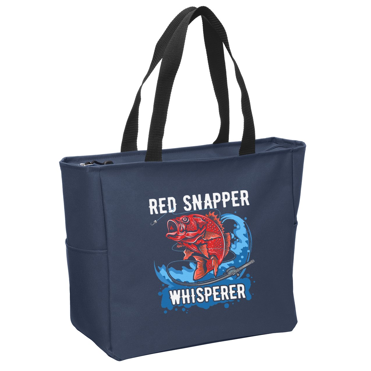 Red Snapper Whisperer Deep Sea Fishing Bass Zip Tote Bag