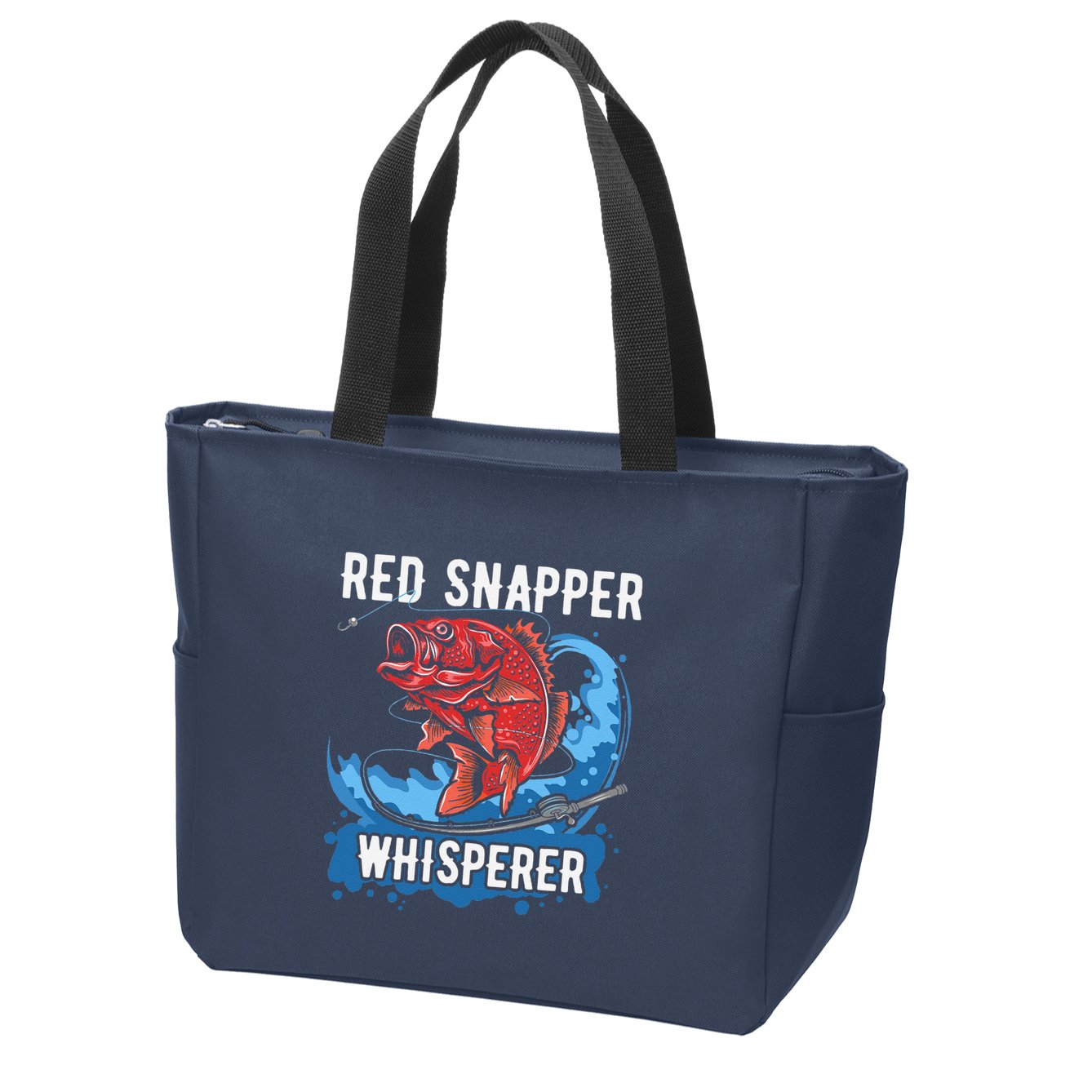 Red Snapper Whisperer Deep Sea Fishing Bass Zip Tote Bag
