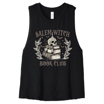 Retro Salem Witch Book Club Halloween Witch Women's Racerback Cropped Tank