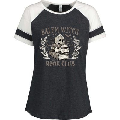 Retro Salem Witch Book Club Halloween Witch Enza Ladies Jersey Colorblock Tee