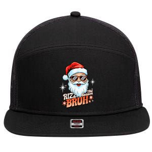 Rizzmas Santa Xmas Rizz The Season Bruh Funny Christmas 7 Panel Mesh Trucker Snapback Hat